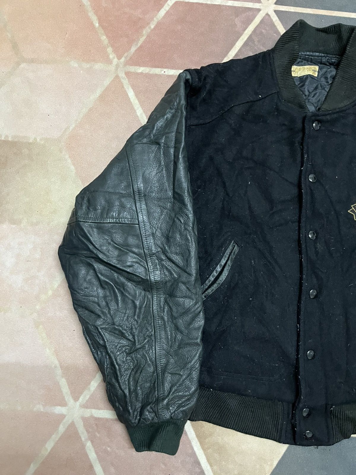 Prince 💥Vintage PRINCE Team Golden Logo Varsity Leather Jackets Size US L / EU 52-54 / 3 - 4 Thumbnail