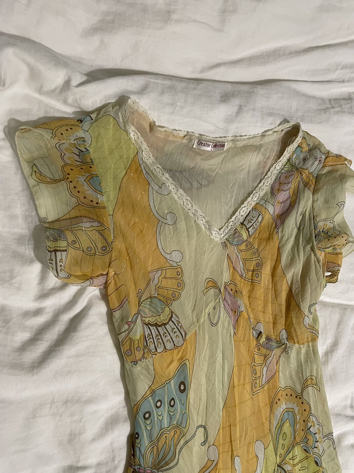 Vintage Yellow dress Size M / US 6-8 / IT 42-44 - 5 Thumbnail