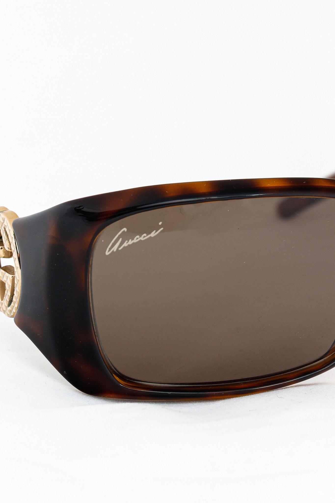Gucci Gucci GG3504 Tortoiseshell GG-Hinge Rectangular Sunglasses Size ONE SIZE - 6 Thumbnail