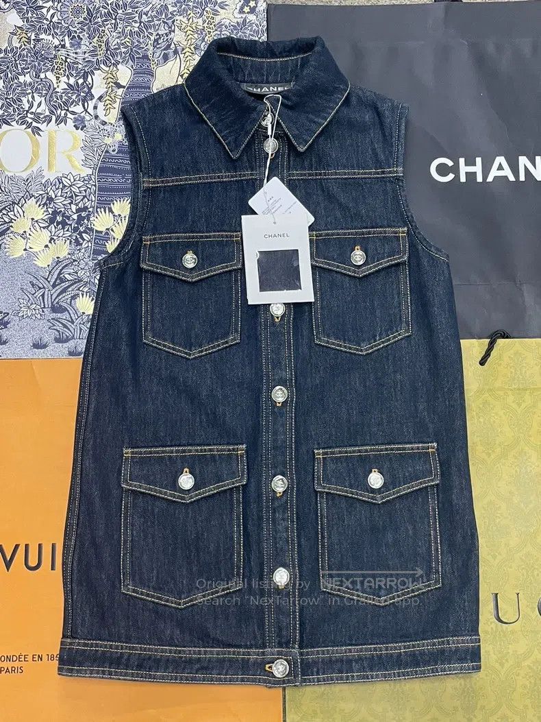 Chanel Chanel 25C four-pocket denim vest jacket Size XXS / US 00 / IT 34 - 1 Thumbnail