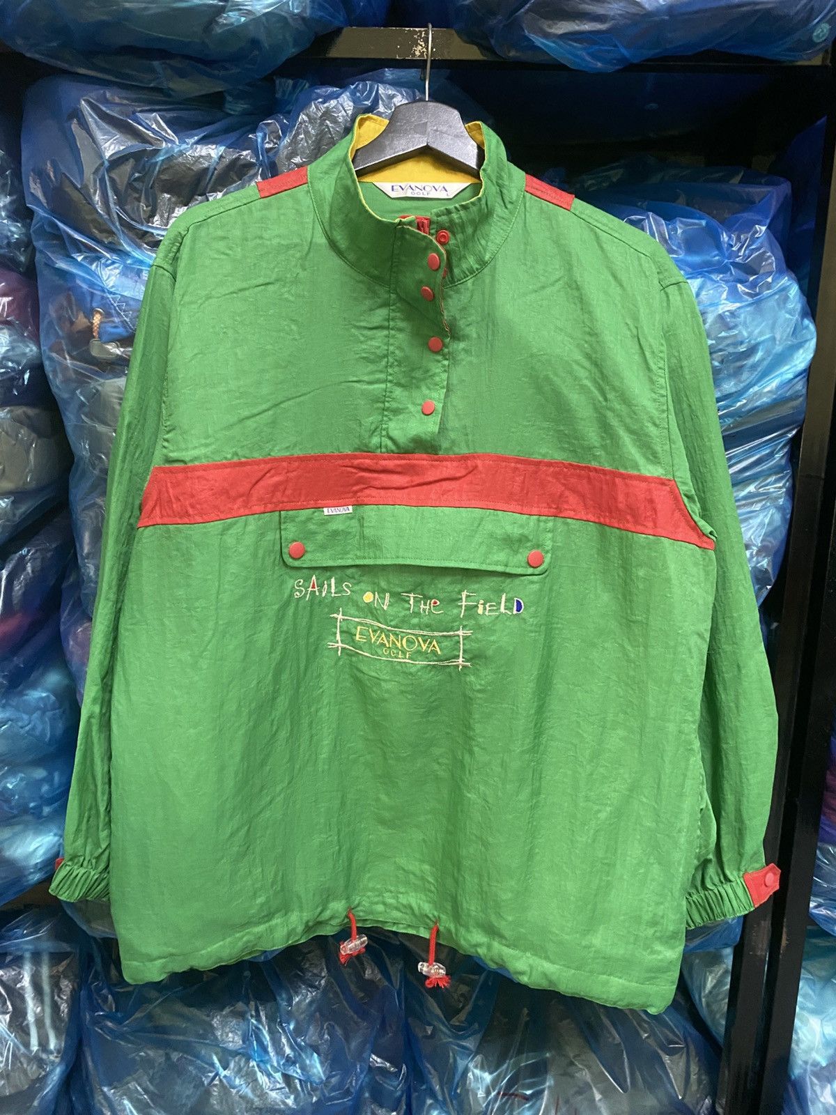 Vintage EVANOVA Golf Sails on the Field Green Pullover Jacket Size US L / EU 52-54 / 3 - 1 Thumbnail