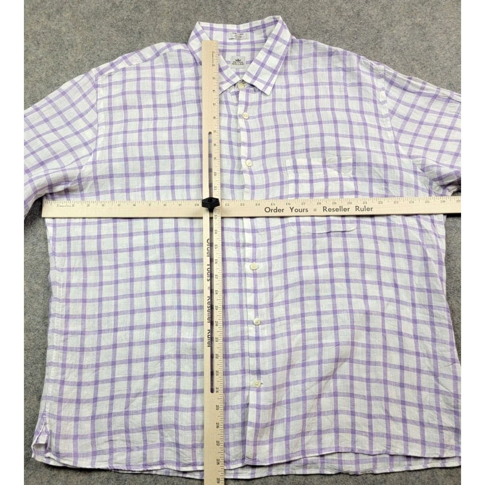 Peter Millar Peter Millar Shirt Mens XL White Purple Check Long Sleeve Button Up 100% Linen Size US XL / EU 56 / 4 - 7 Thumbnail