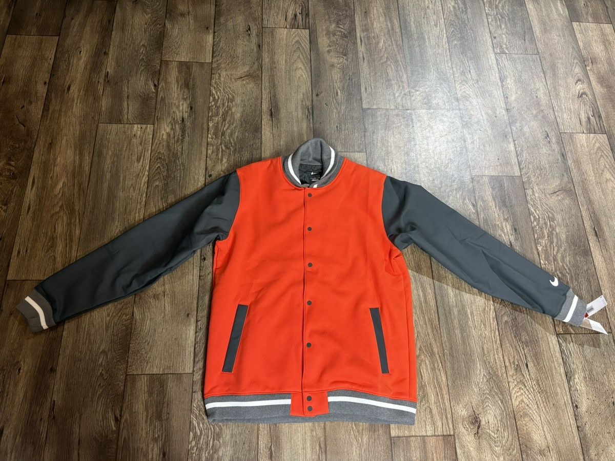 Nike Team Varsity Letterman Jacket Orange DJ5971-820 Mens L