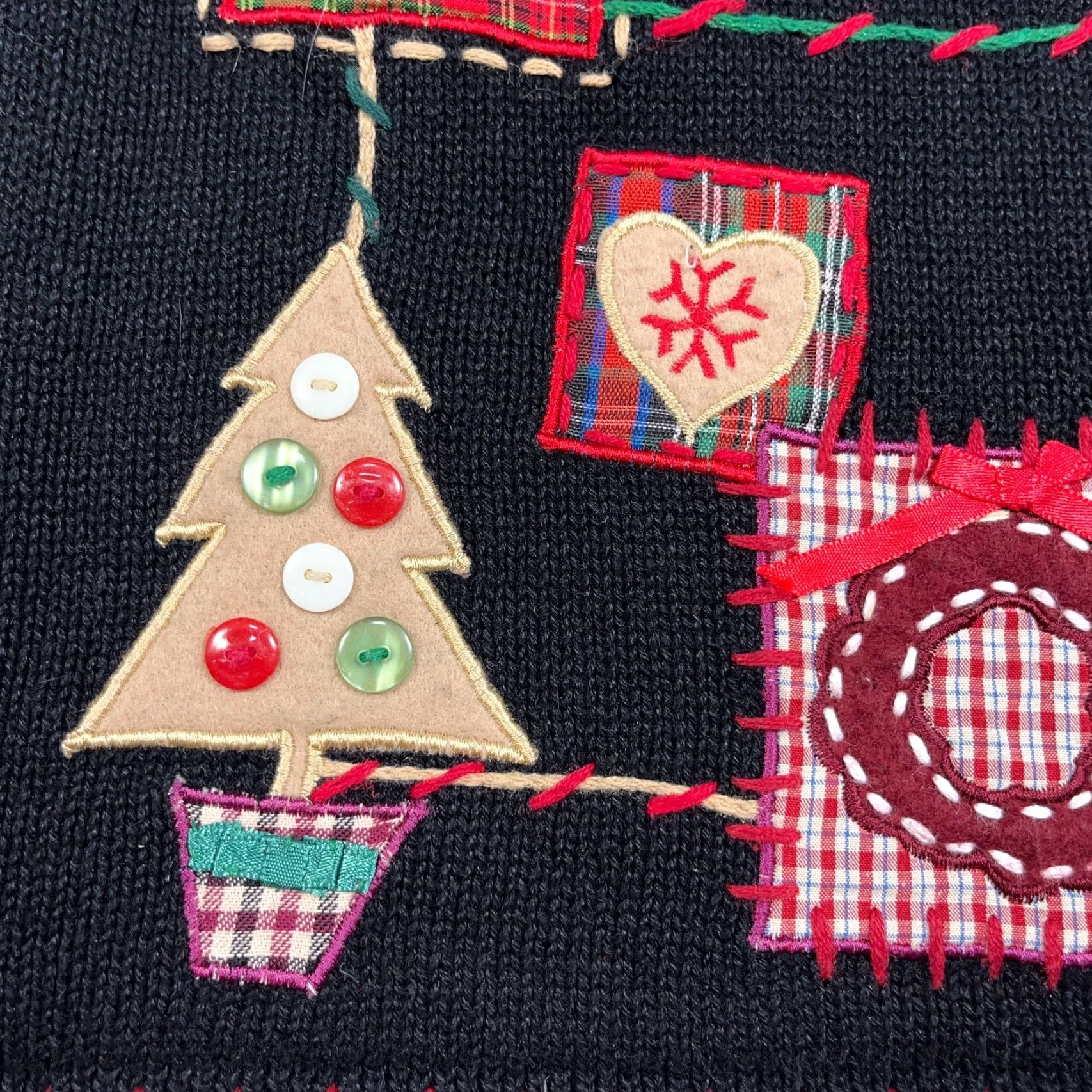 Vintage VINTAGE Erika Christmas Vest Women M Black Knit Full Zip Geometric 90s Holiday Ugly Sweater Grandma Tree Y2K Ladies Size M / US 6-8 / IT 42-44 - 7 Thumbnail