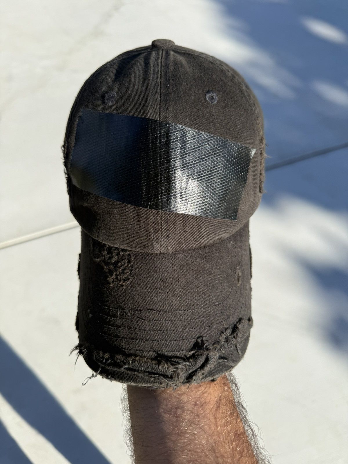 ALEXANDER DIGENOVA Duct Tape Distressed Hat/Cap Washed Black Kanye