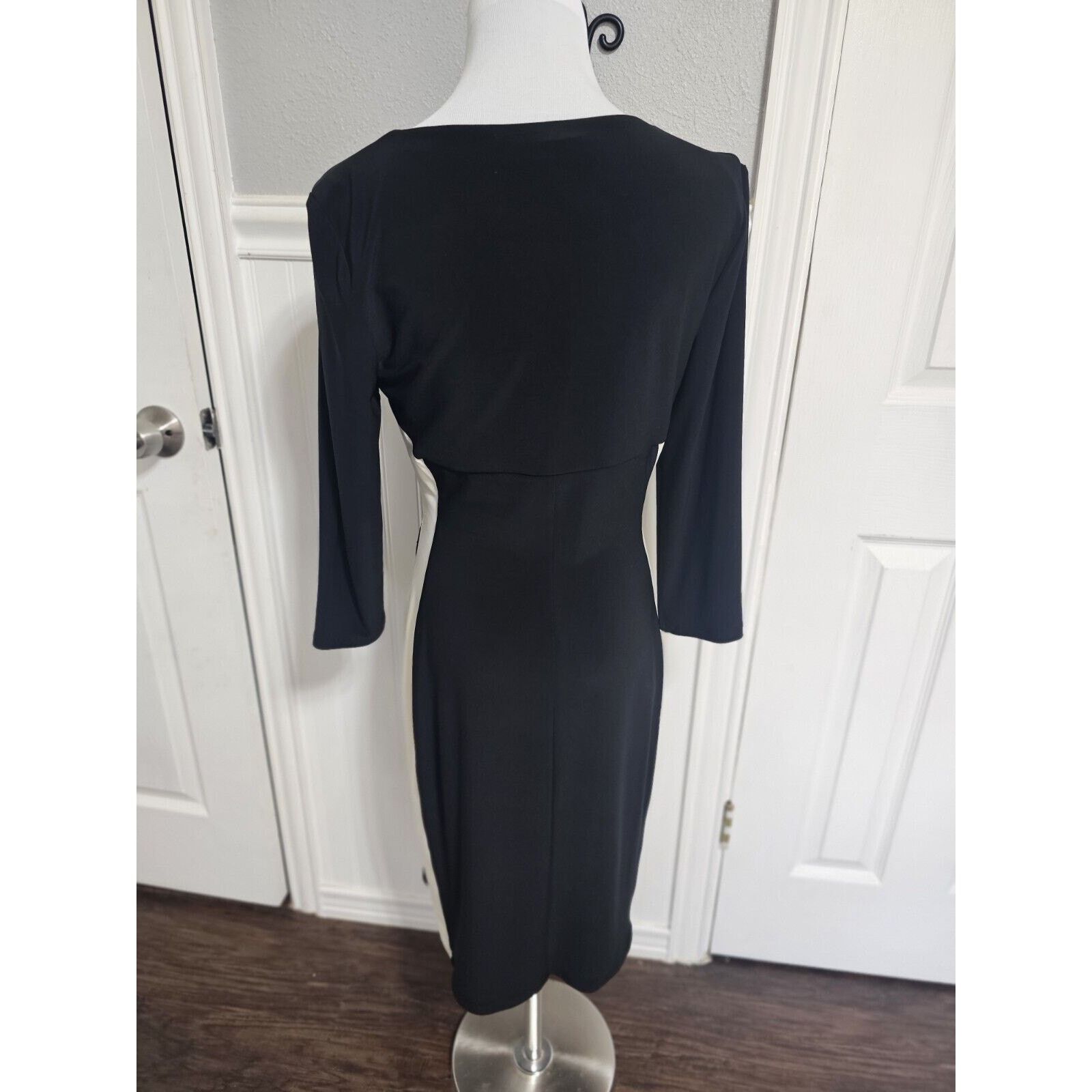 Lauren Ralph Lauren Lauren Ralph Lauren Black/ Cream Bodycon Dress Size 8 Size M / US 6-8 / IT 42-44 - 5 Thumbnail