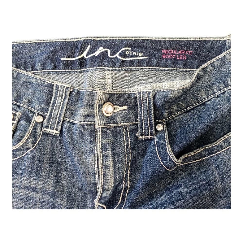 Designer CT131 Ladies INC Denim Blue Denim Boot Cut Jeans 6P Size 28" / US 6 / IT 42 - 3 Thumbnail