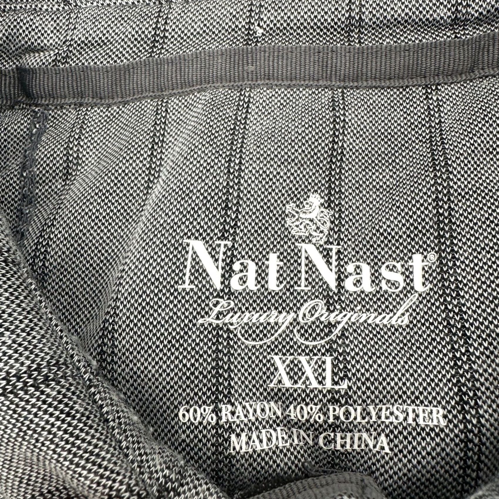 Nat Nast Nat Nast Mens Gray Striped Short Sleeve Polo Shirt XXL Rayon Polyester Polo Striped Shirt Mens 2XL Classic Breathable Size US XXL / EU 58 / 5 - 4 Thumbnail