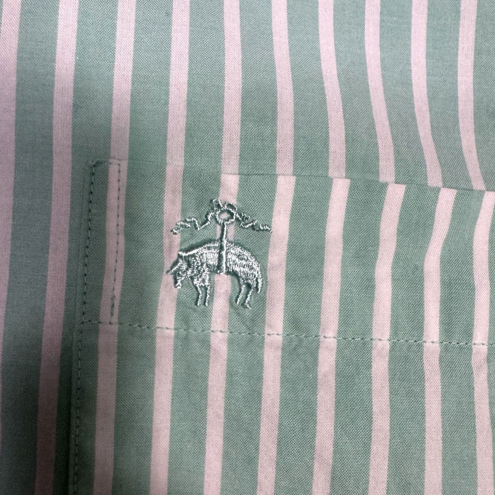 Brooks Brothers Brooks Brothers Shirt Mens 2XL 1818 Mint Stripe Logo Long Sleeve Preppy - Size 2XL Size US XXL / EU 58 / 5 - 2 Thumbnail