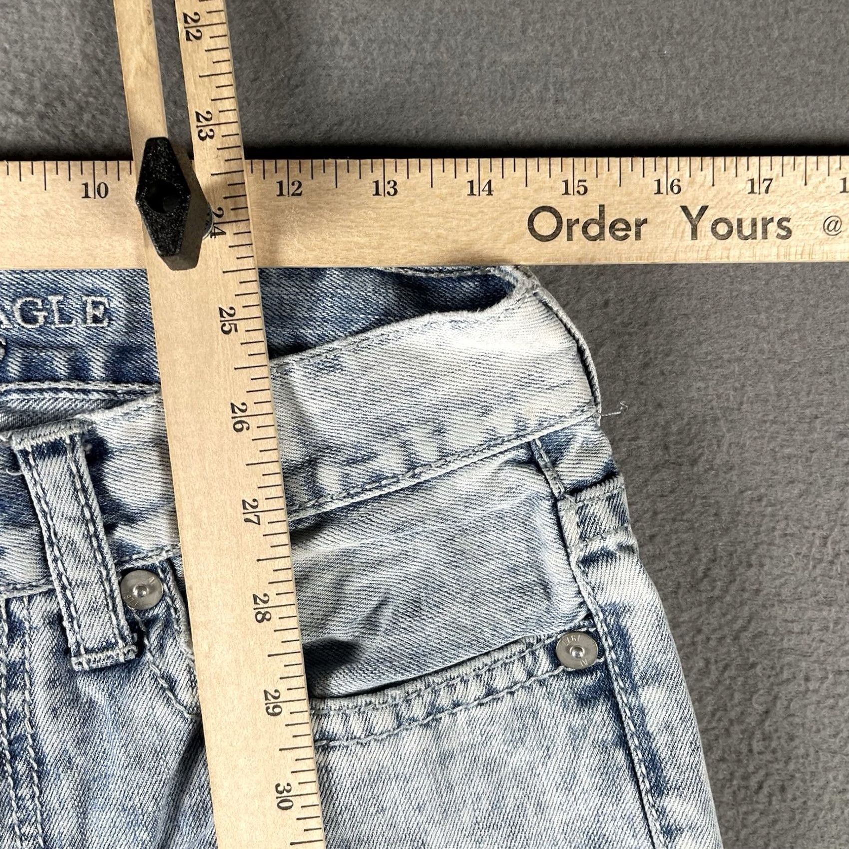 American Eagle Outfitters VINTAGE American Eagle Jeans Mens 28/30 Boot Cut Distressed Light Denim Wash Blue 5-Pocket Mens Jeans Size US 28 / EU 44 - 5 Thumbnail