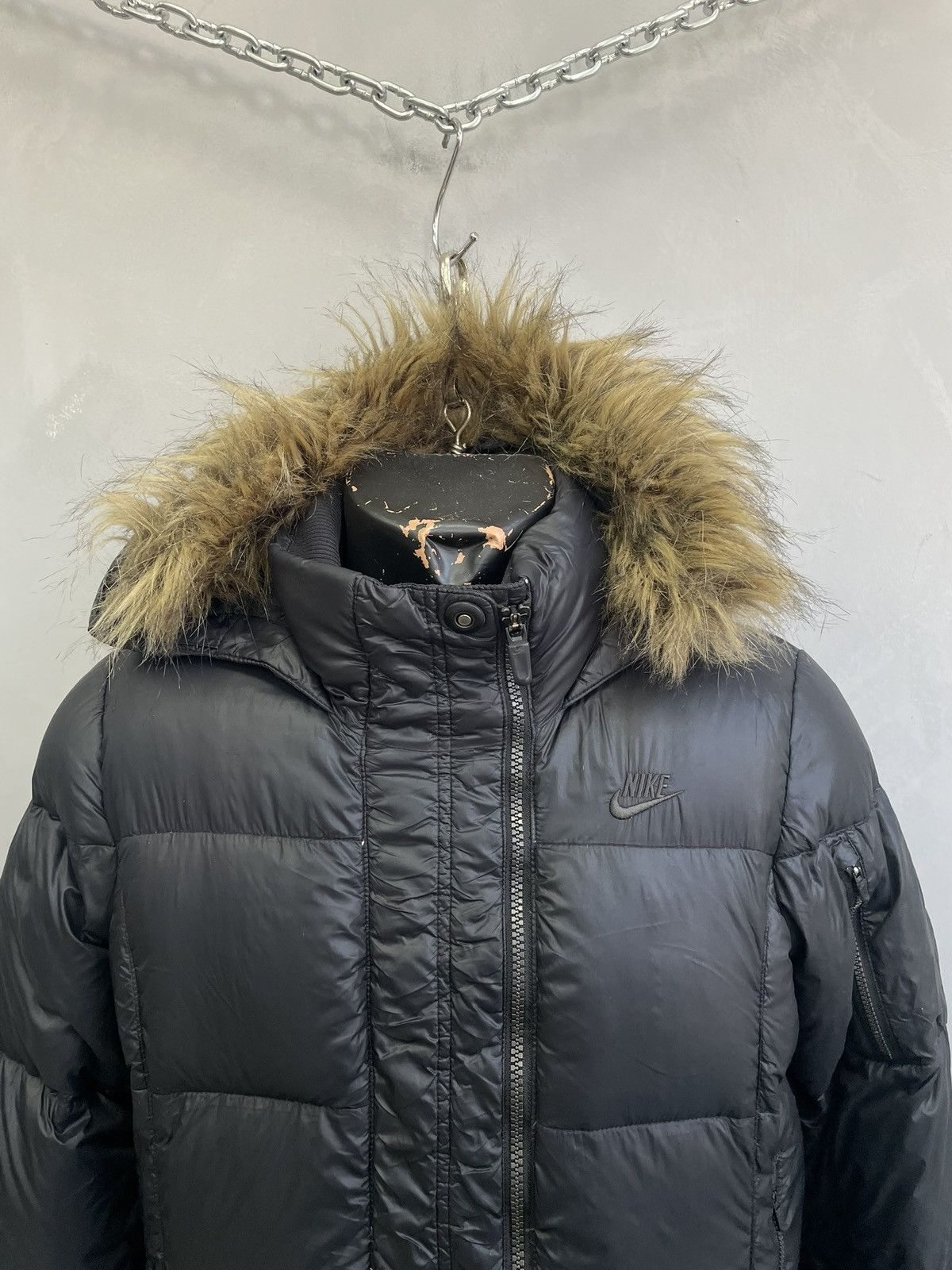 If Six Was Nine Nike Y2K Black Puffer Jacket Fur Hood if six was nine style Size US M / EU 48-50 / 2 - 2 Thumbnail