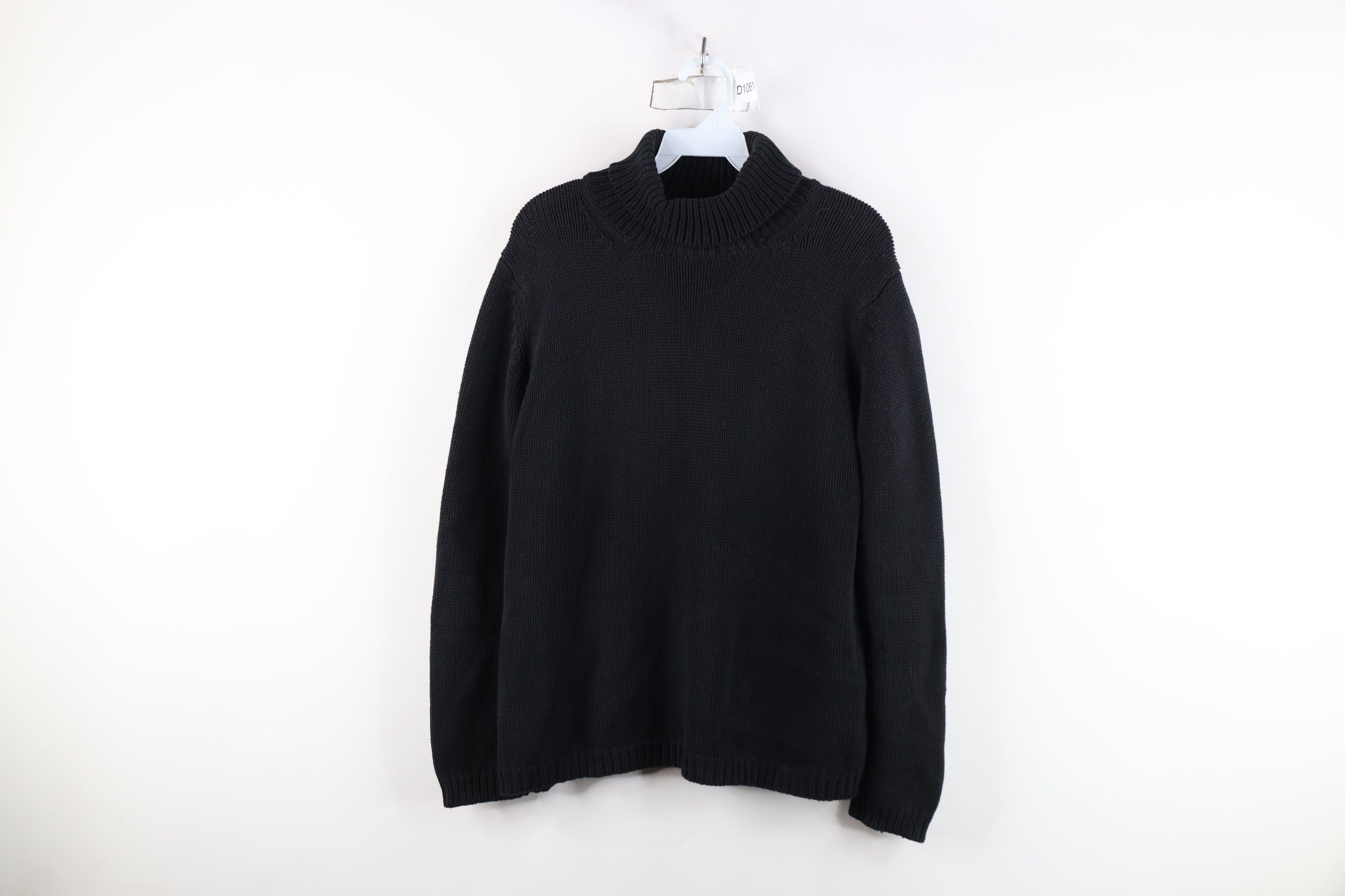 Vintage Vintage 90s Streetwear Cotton Knit Turtleneck Sweater Black Size L / US 10 / IT 46 - 1 Thumbnail