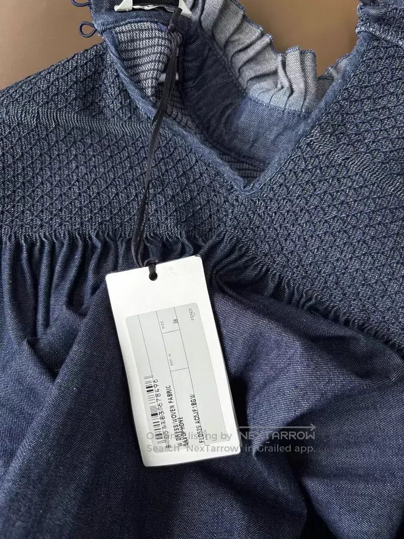 Fendi Fendi Deep Blue Lace High Neck Lantern Sleeve Denim Dress, Size XS / US 0-2 / IT 36-38 - 7 Thumbnail