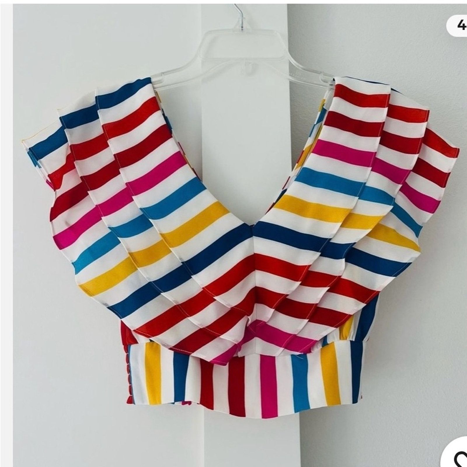Other Color Me Courtney $130 Striped Ruffle Crop Top Size 0 Size XS / US 0-2 / IT 36-38 - 5 Thumbnail