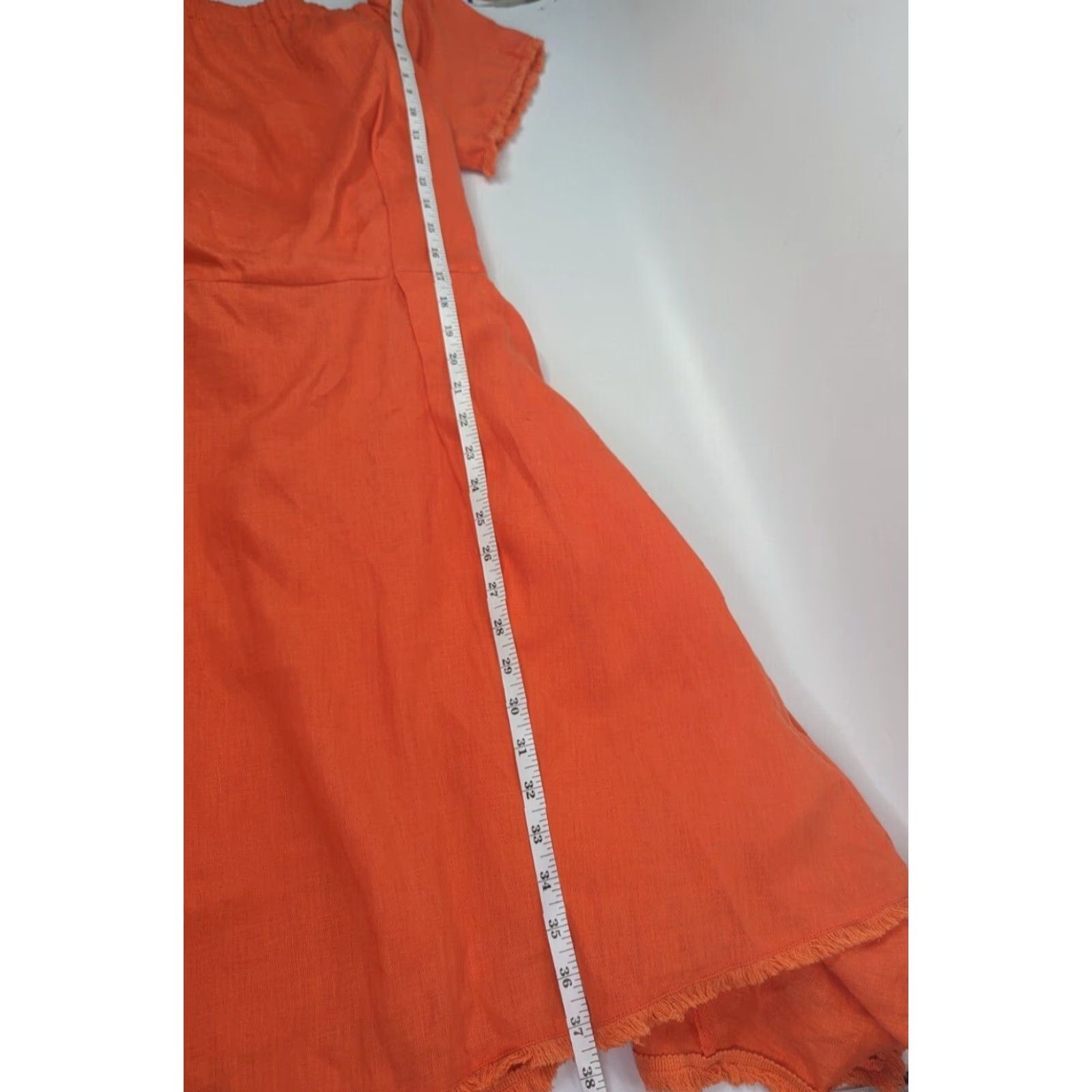 DKNY DKNY Off The Shoulder Linen Dress Maxi Dress Orange XL Women's Summer Size XL / US 12-14 / IT 48-50 - 6 Thumbnail