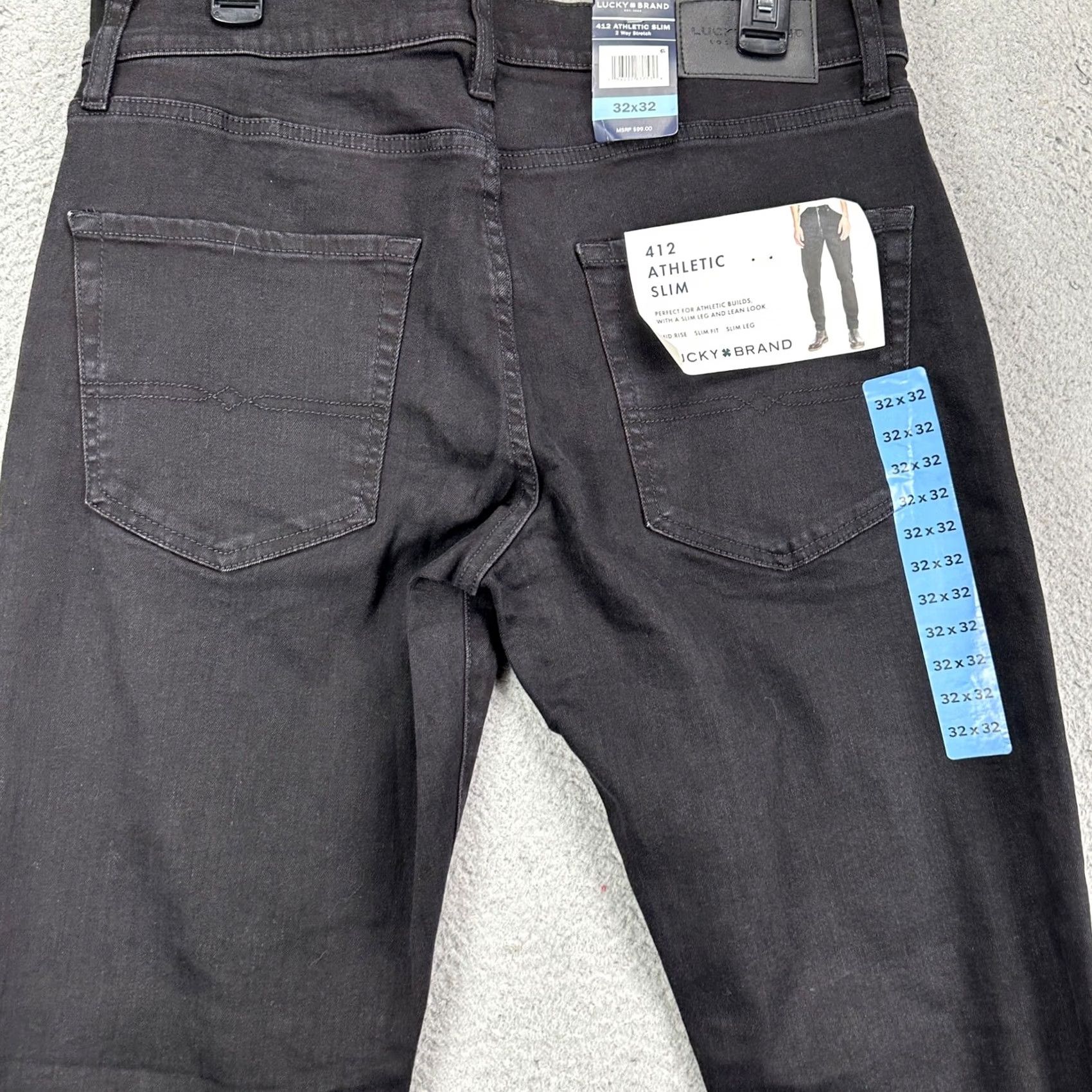 Lucky Brand Lucky Brand 412 Mens Slim Jeans 32X32 Black Distressed Mid Rise Jeans Slim Fit Mens 32 Inseam 32 Mock Tag NEW Size US 32 / EU 48 - 4 Thumbnail