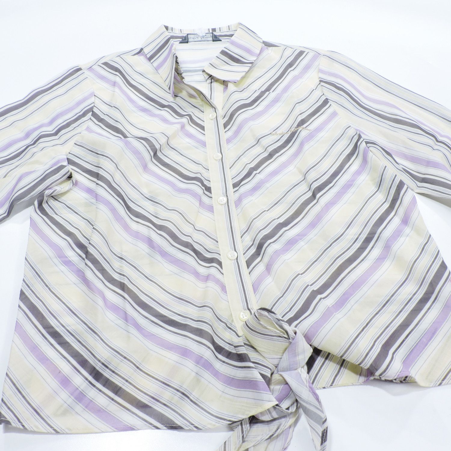 Salvatore Ferragamo SALVATORE FERRAGAMO STRIPED LONG SLEEVE SHIRT Size L / US 10 / IT 46 - 7 Thumbnail