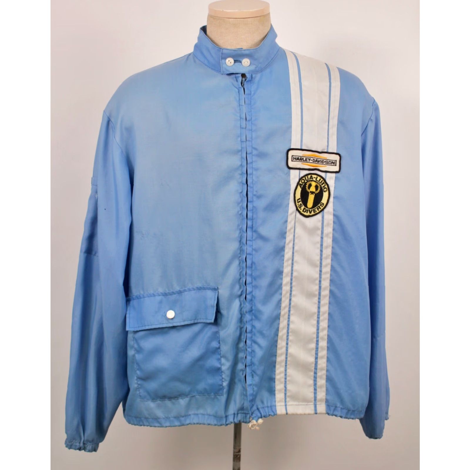 Vintage VTG 70s Blue Nylon Harley Davidson Patch Jacket Windbreaker VTG Men's Size L Decade 1970s 50 Chest 26 Sleeve Size US L / EU 52-54 / 3 - 2 Thumbnail