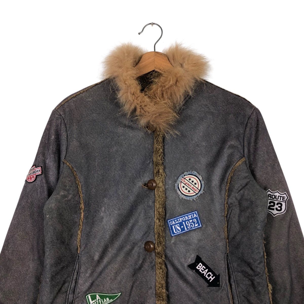 Japanese Brand Vintage Bignami Italy Shearling Patchwork Moto Jacket Size M / US 6-8 / IT 42-44 - 4 Thumbnail