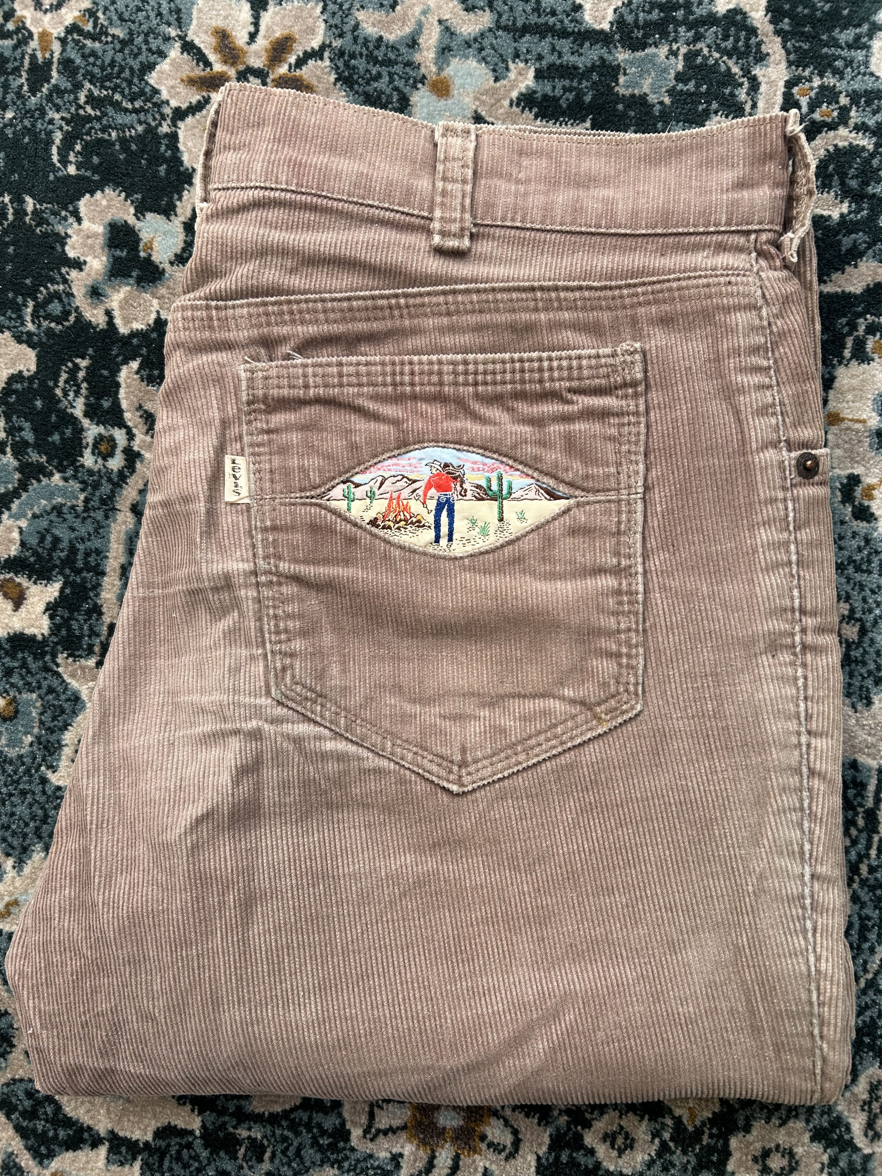 Levi's Levi’s Corduroy Cowboy Embroidery Pants TALON 42 70–80s Rare Size US 38 / EU 54 - 1 Thumbnail