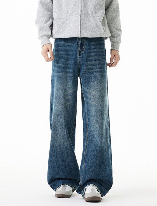 Japanese Brand American retro Cleanfit distressed straight washed jeans Size US 32 / EU 48 - 1 Thumbnail