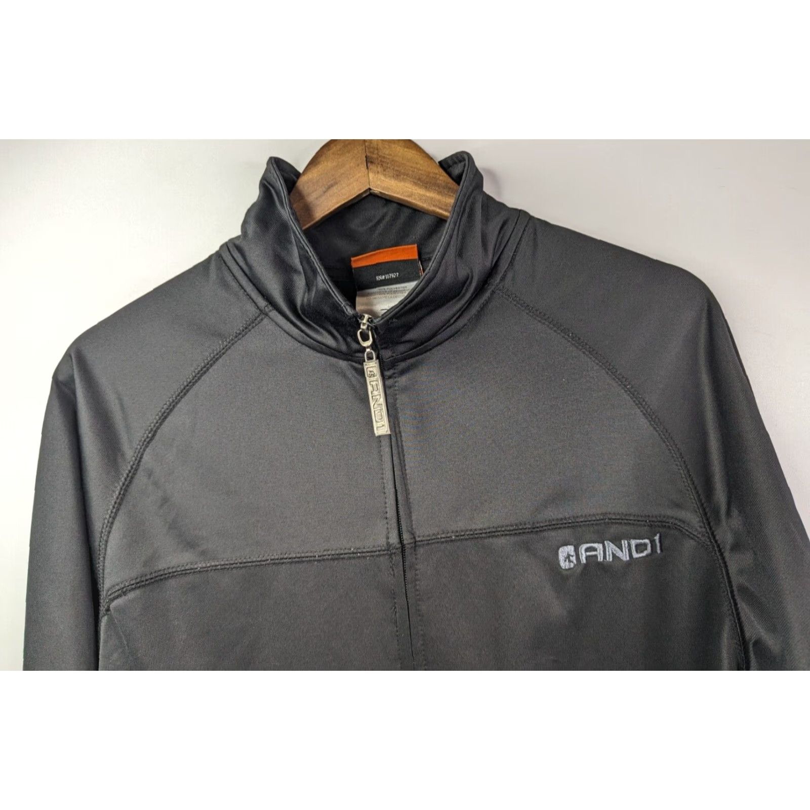 Vintage AND1 Jacket Adult Medium Black Full Zip Lightweight Mock Neck Athletic Mens Size US M / EU 48-50 / 2 - 2 Thumbnail