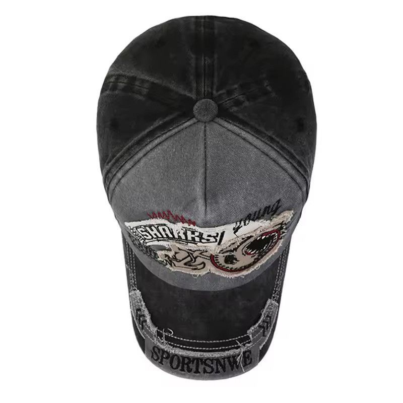 Other Retro Washed Denim Embroidery Shark Cap Size ONE SIZE - 3 Thumbnail