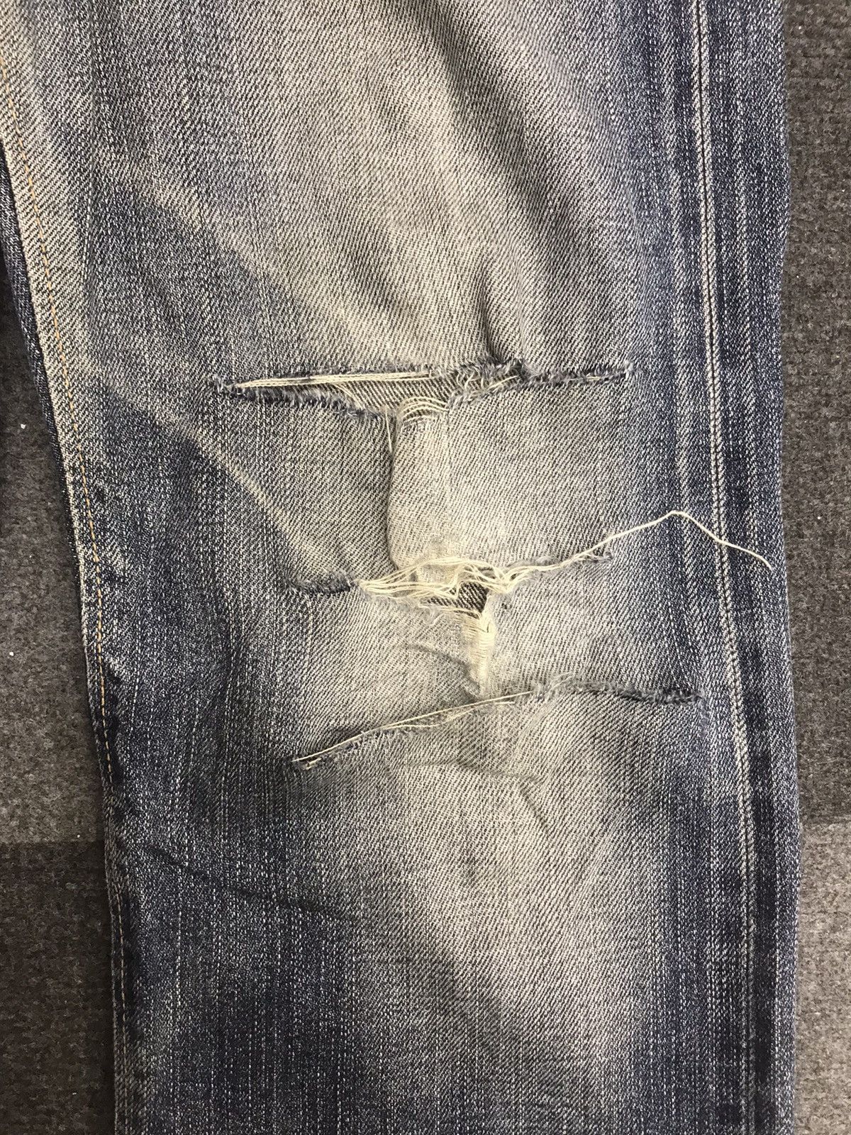 Edwin 💥THRASHED💥EDWIN 505zx Selvedge Distressed Jeans Size US 30 / EU 46 - 10 Thumbnail