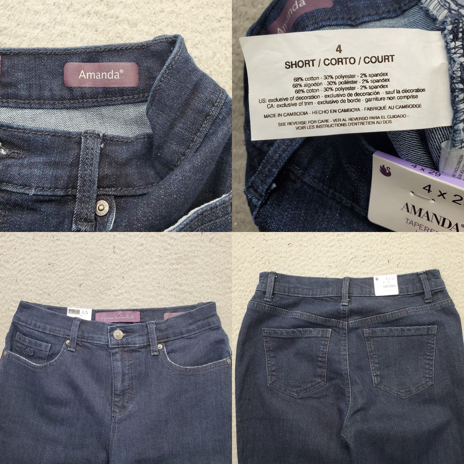 Gloria Vanderbilt Gloria Vanderbilt Amanda Jeans Women 4S Blue Denim High Rise Tapered Leg Outdoor Jeans - Womens Size 4 Blue Denim Straight? Size 27" / US 4 / IT 40 - 8 Thumbnail