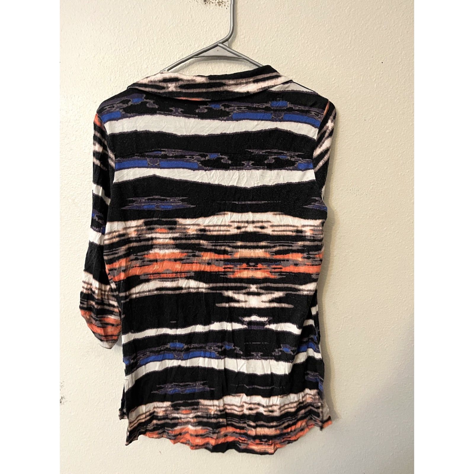 Bebe bebe Blouse Womens M Multicolor Abstract Print Long Sleeve Button Top Shirt Roll Size M / US 6-8 / IT 42-44 - 3 Thumbnail