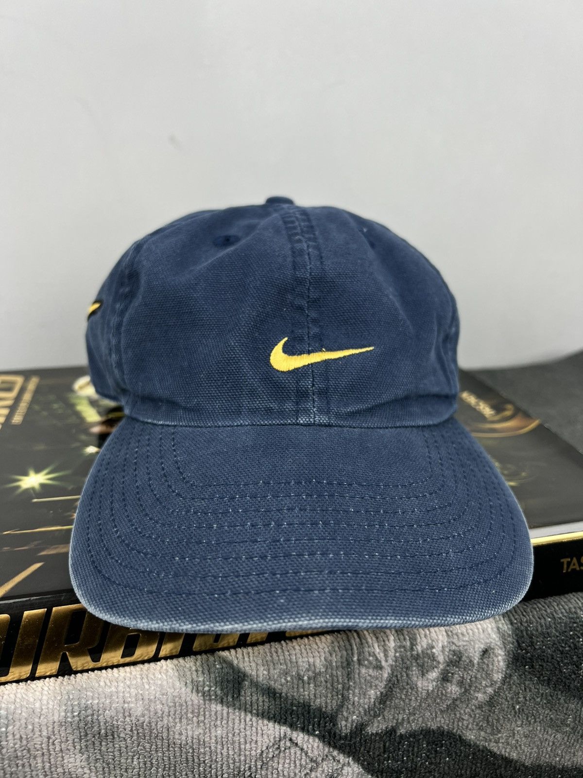 Nike × Vintage Nike Vintage Archived Cap Big Swoosh Embroidered Logo navy Size ONE SIZE - 4 Thumbnail