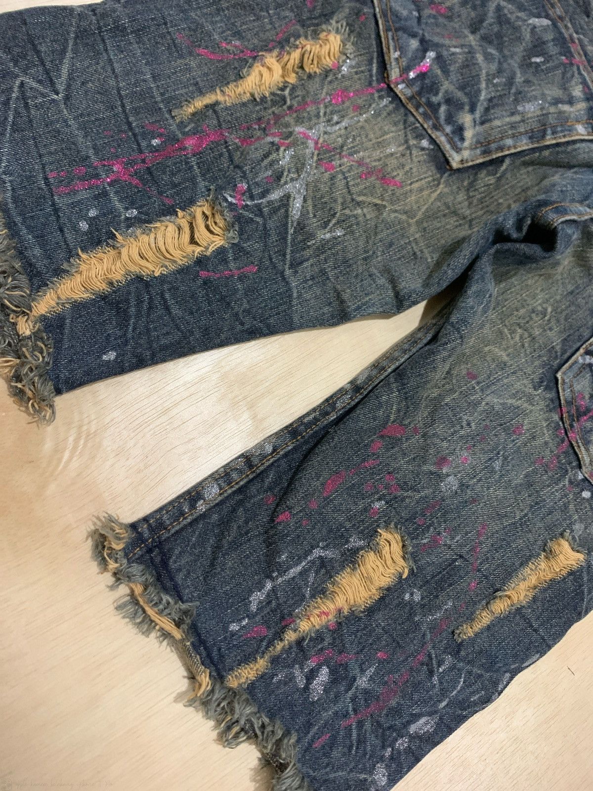20471120 Distressed Denim kui Painter Ifsixwasnine Style Jeans Size US 33 - 7 Thumbnail