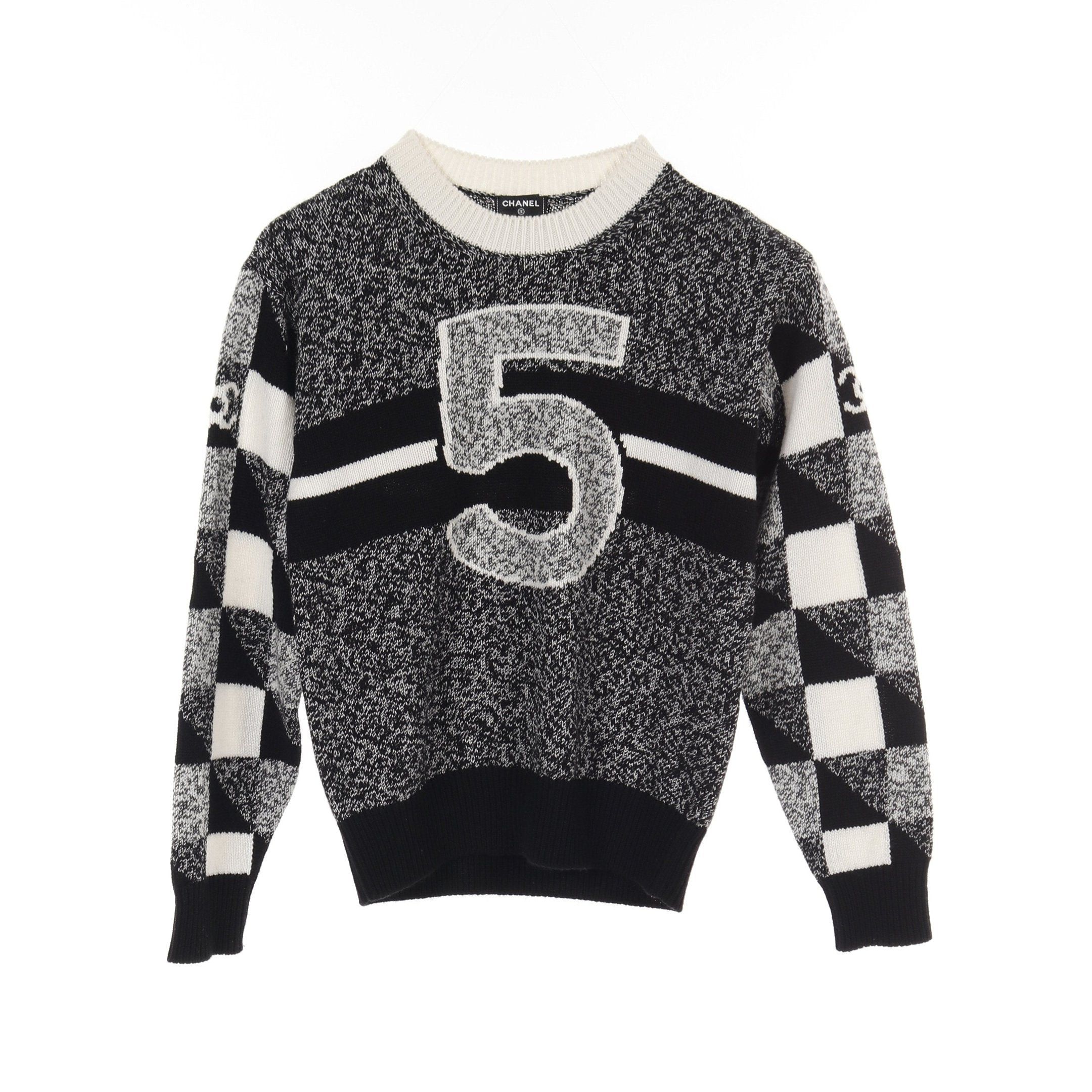 Chanel Chanel Knit Cashmere Black White Size ONE SIZE - 1 Thumbnail