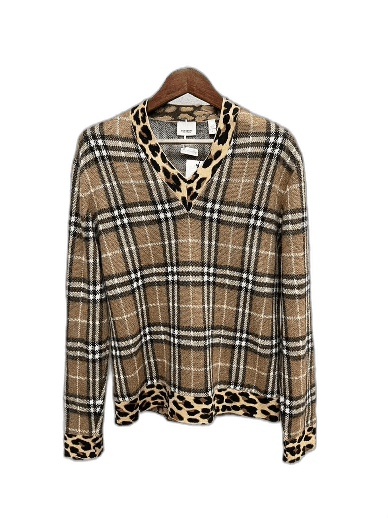 Burberry Burberry Leopard Print Checked Sweater-yf Size US S / EU 44-46 / 1 - 1 Thumbnail