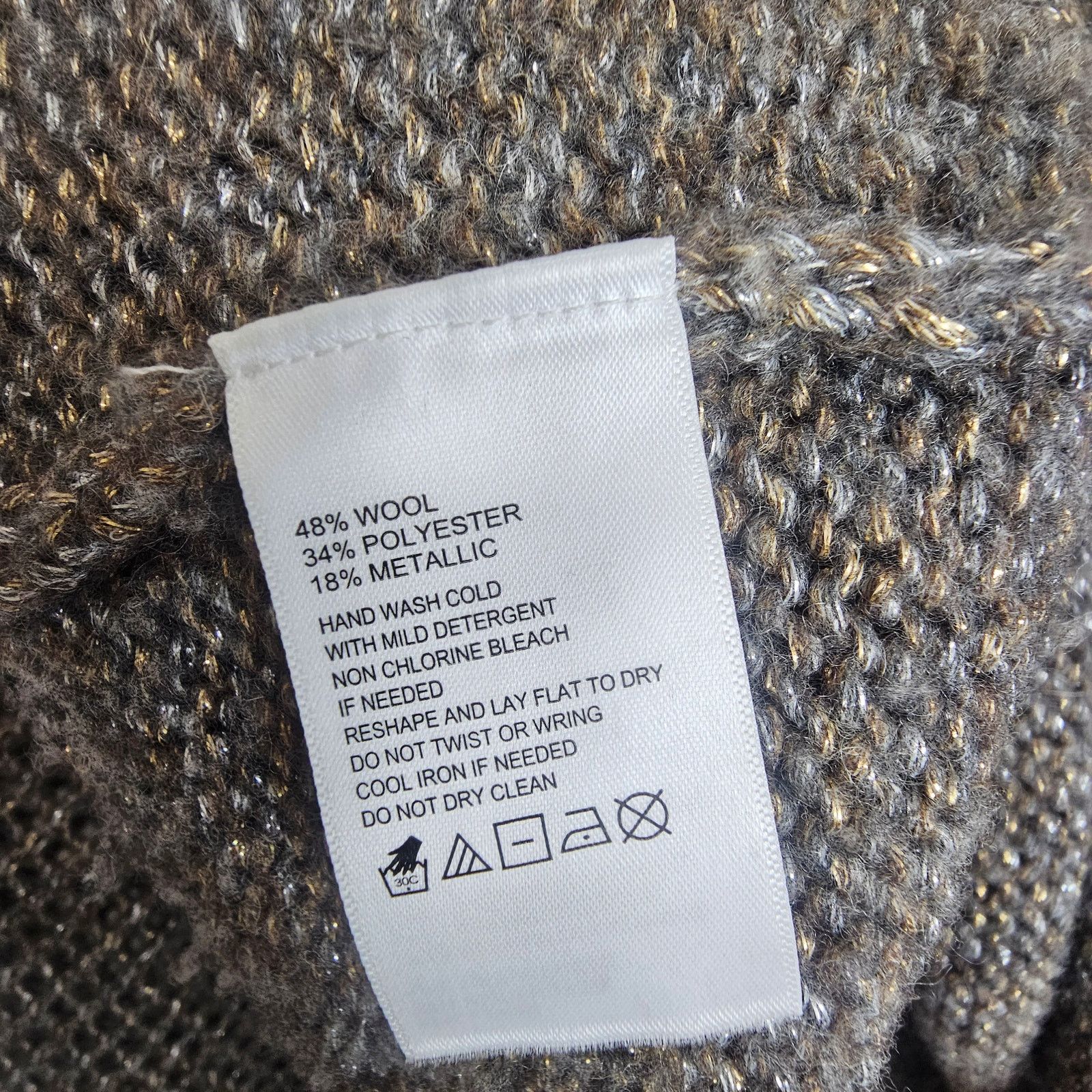 Tommy Bahama Women Wool Metallic Sweater M Open Knit Sleeves