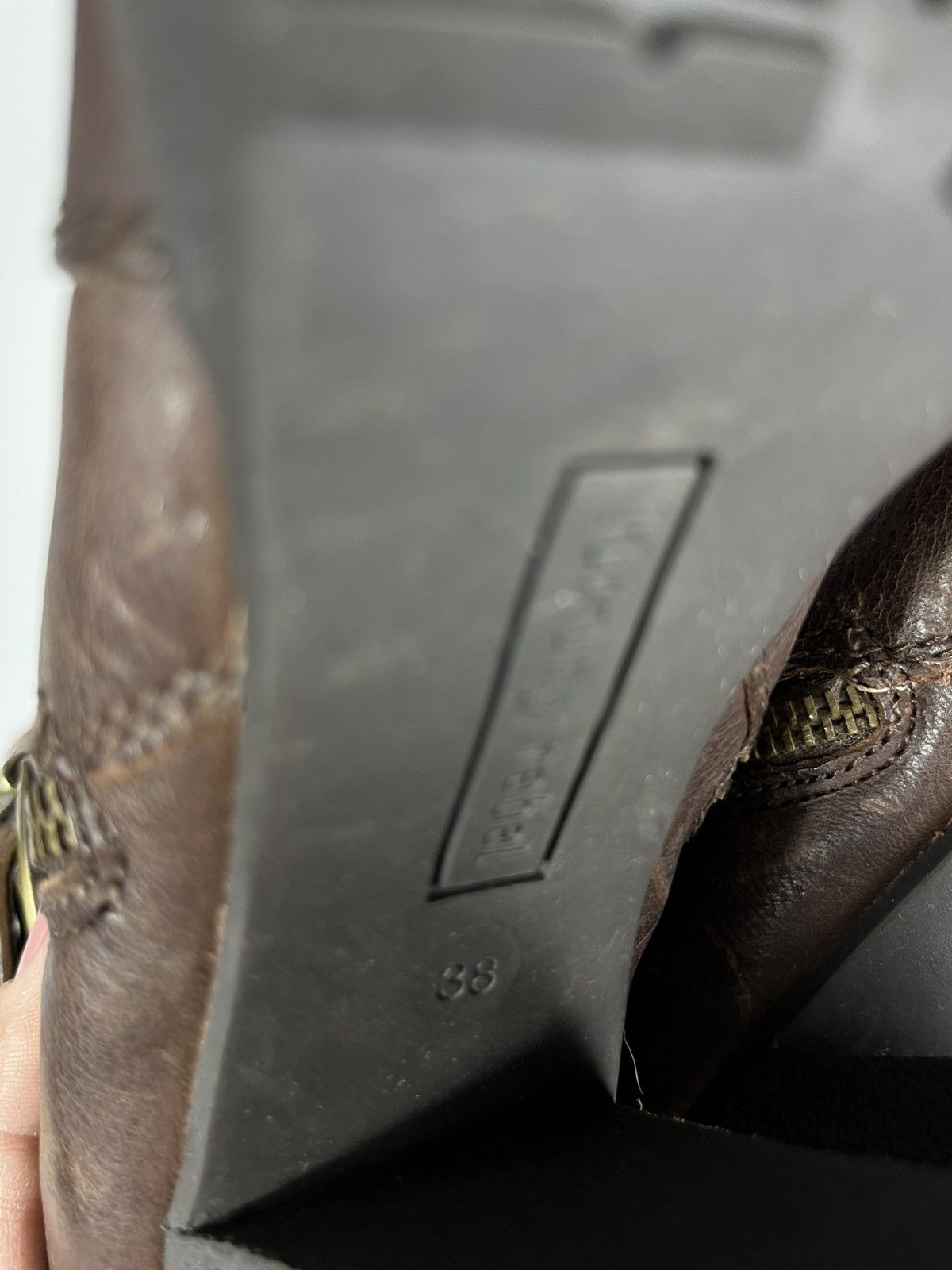 Other Women Brown Leather Buckle High Heel Boots Shearling EU 38 Size US 7 / IT 37 - 11 Thumbnail