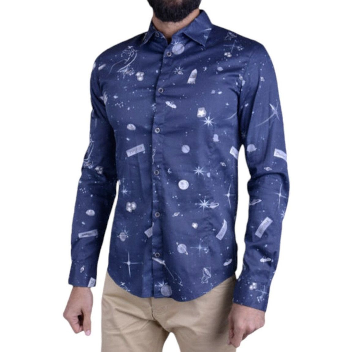 Armani × Giorgio Armani × Vintage Armani Space Exploration Button Up Shirt Size US S / EU 44-46 / 1 - 2 Thumbnail