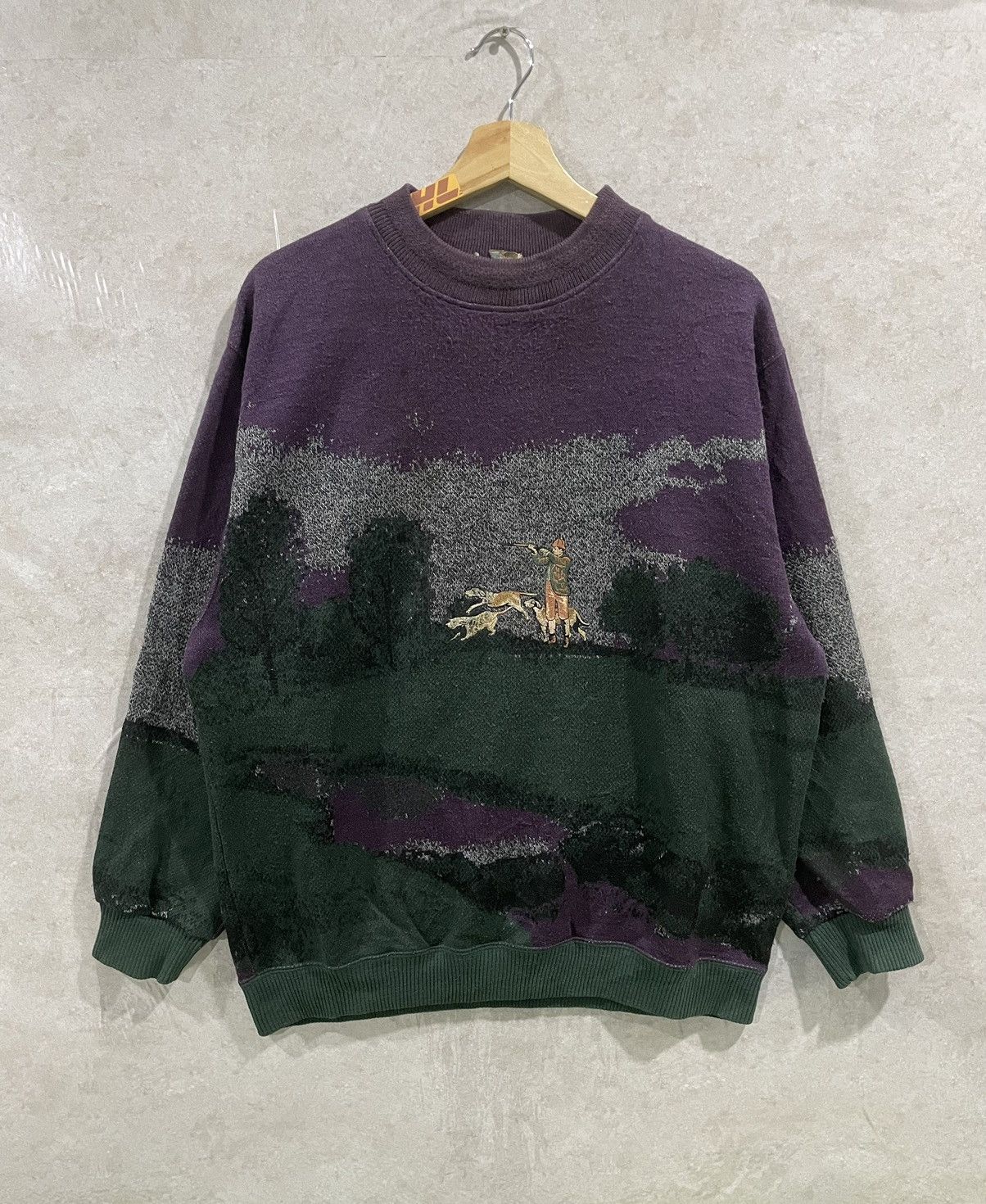 Japanese Brand × Vintage Crazy Vtg Knit Sweatshirt All Over Print Size US XL / EU 56 / 4 - 1 Thumbnail