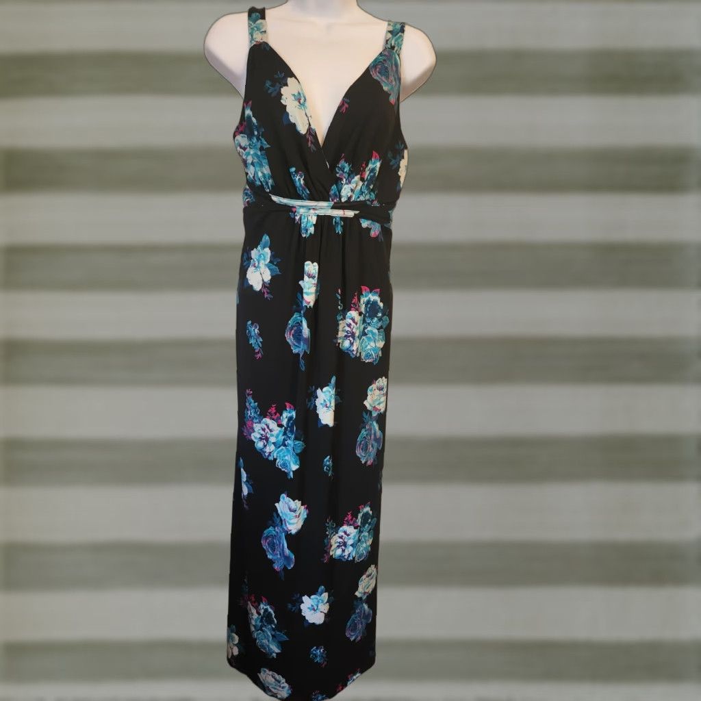 Vintage Metaphor Floral Black Empire Waist Sleeveless Maxi Dress M Petite Womens Maxi Dress Size M / US 6-8 / IT 42-44 - 1 Thumbnail