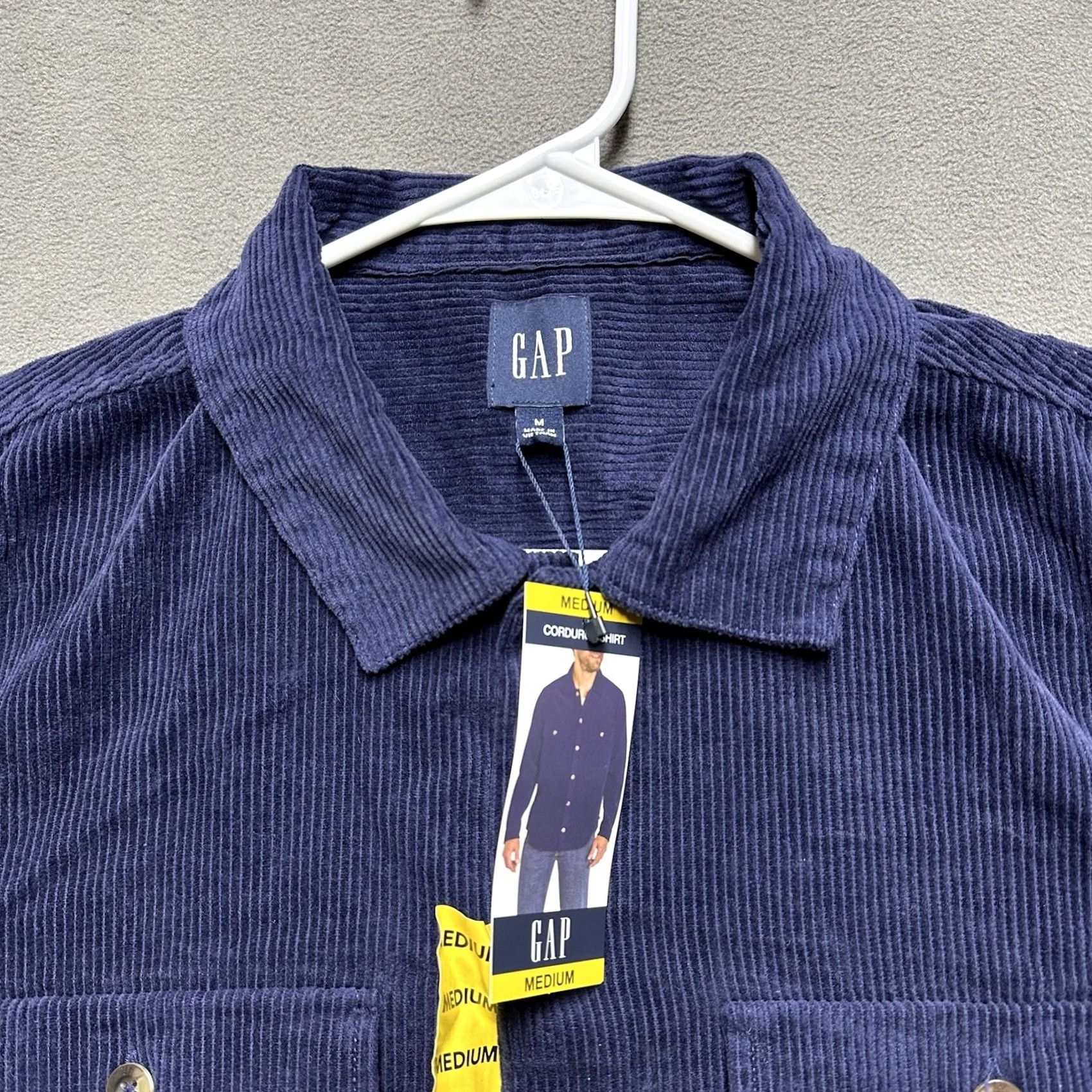 Gap GAP Shirt Mens Medium Navy Blue Button Up Corduroy Long Sleeve Size US M / EU 48-50 / 2 - 3 Thumbnail