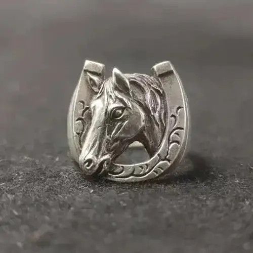 Other 925 Silver Plated Adjustable Horse Ring for Men Women Size ONE SIZE - 1 Thumbnail