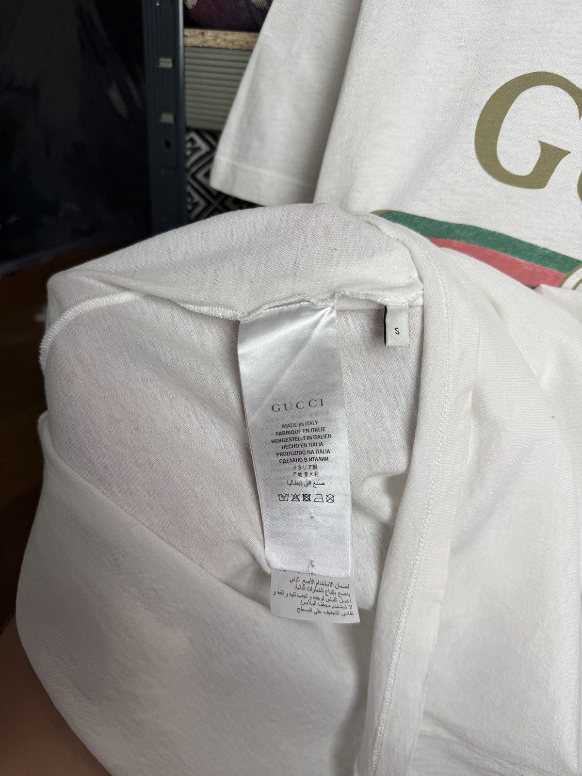 Gucci Gucci Big Logo White Tee Embroidered Flower Size US S / EU 44-46 / 1 - 9 Thumbnail