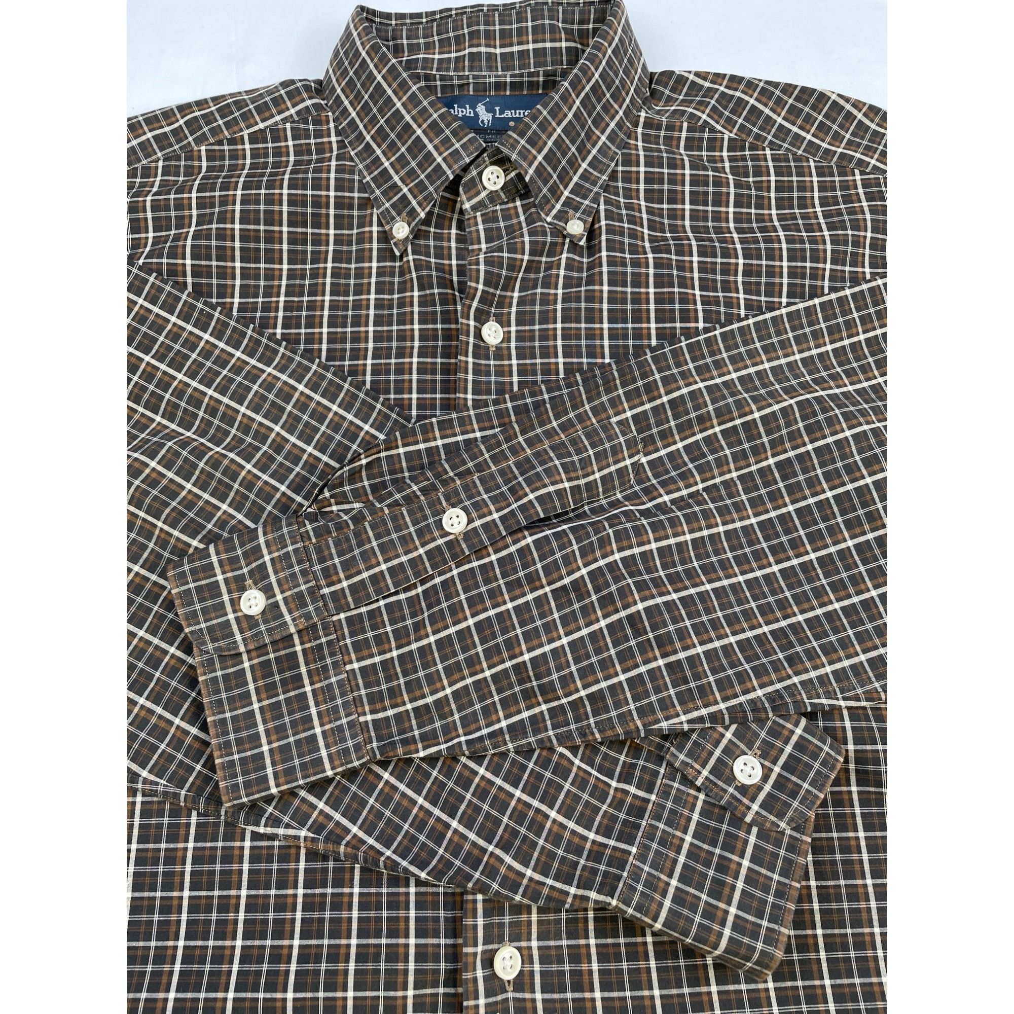 Ralph Lauren Ralph Lauren Men's Brown Checkered Button Up Shirt Long Slee Size US L / EU 52-54 / 3 - 6 Thumbnail