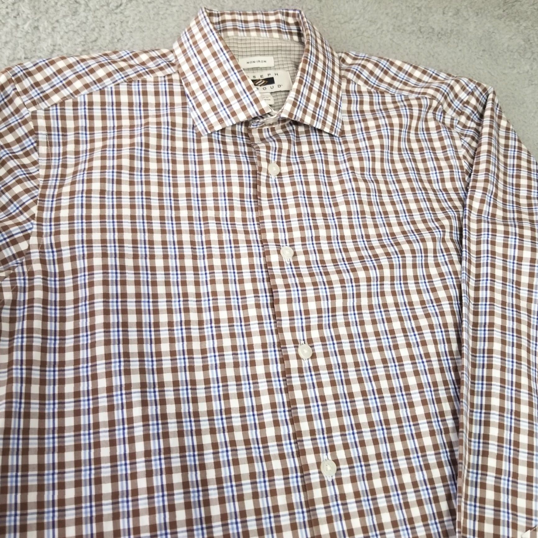 Joseph Abboud Joseph Abboud Shirt Mens Medium Brown Check Cotton Button Up Long Sleeve Casual Size US M / EU 48-50 / 2 - 2 Thumbnail
