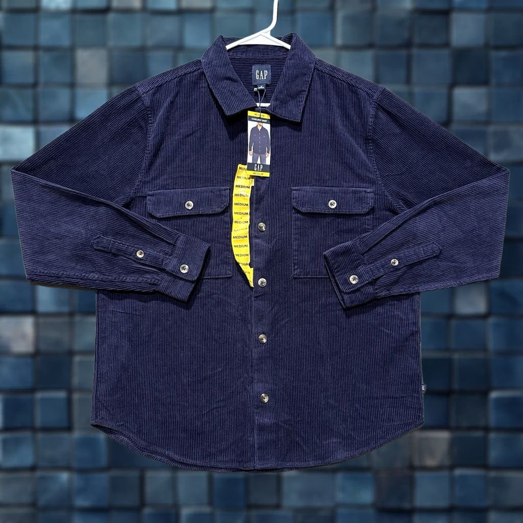 Gap GAP Shirt Mens Medium Navy Blue Corduroy Long Sleeve Button Up NWT MSRP 0 Size US M / EU 48-50 / 2 - 1 Thumbnail