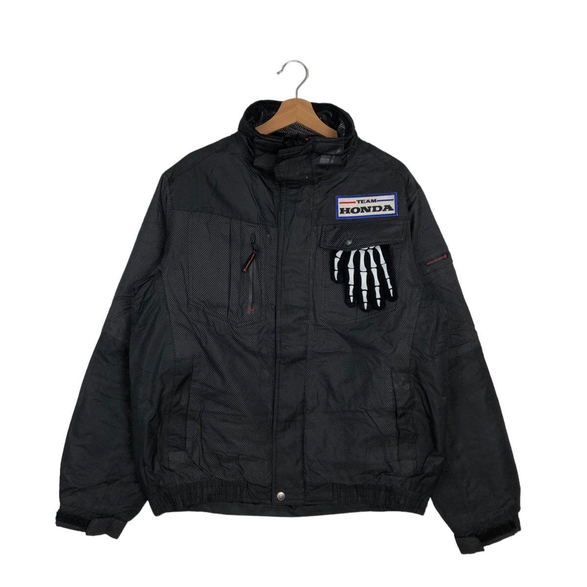 Honda 🔥RARE HONDA BOMBER JACKET SPELL OUT BIG LOGO RACING SPORTS Size US L / EU 52-54 / 3 - 1 Thumbnail