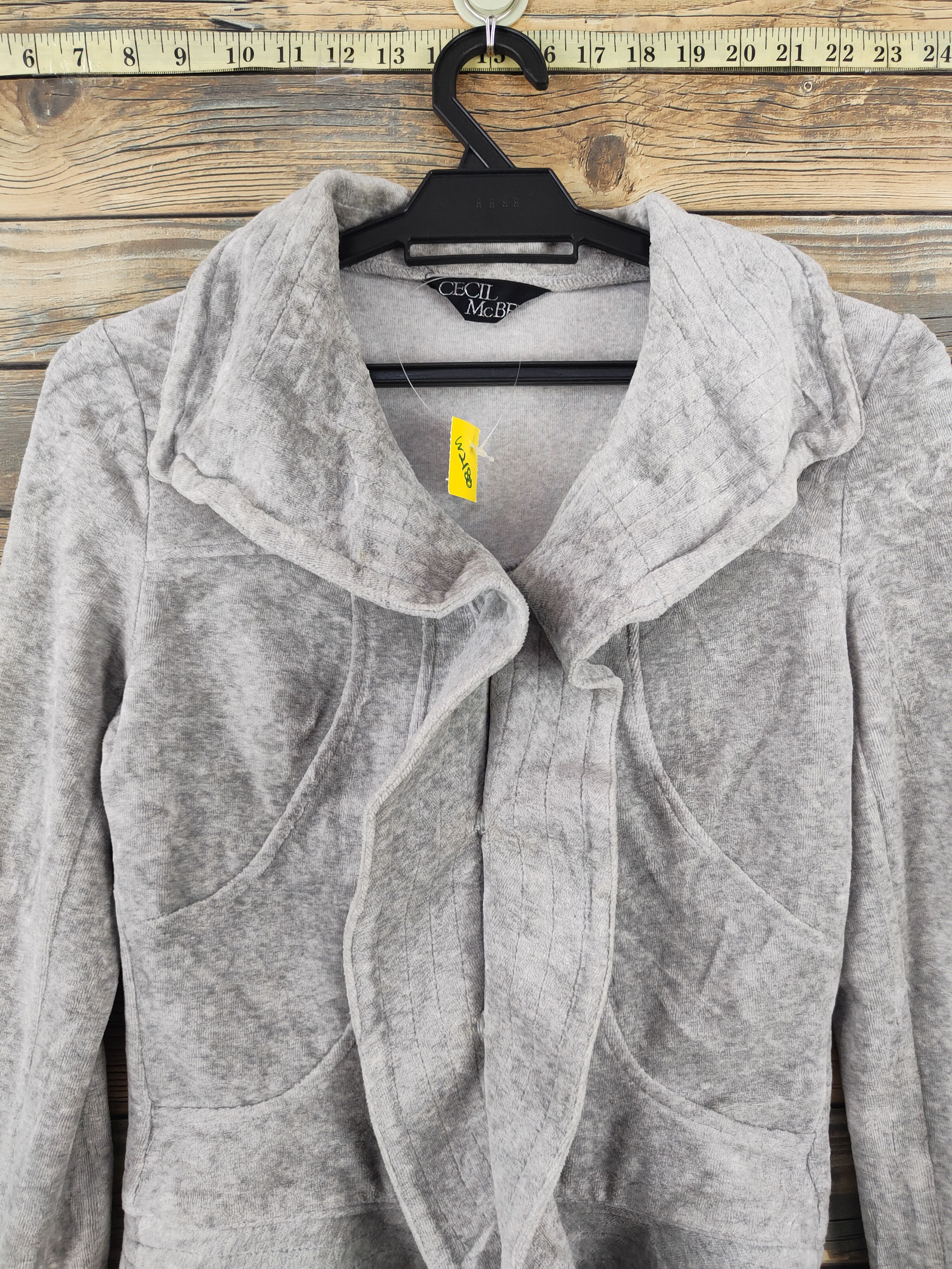 Japanese Brand Cecil McBee Gray Cardigan Crop Tops #W2180 Size S / US 4 / IT 40 - 2 Thumbnail