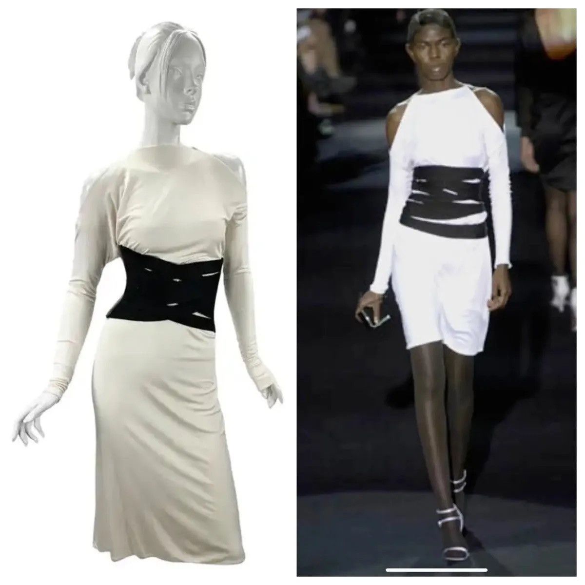 Yves Saint Laurent SS01 Vintage Tom Ford for YSL Runway Dress with Bondage Belt Size M / US 6-8 / IT 42-44 - 2 Thumbnail