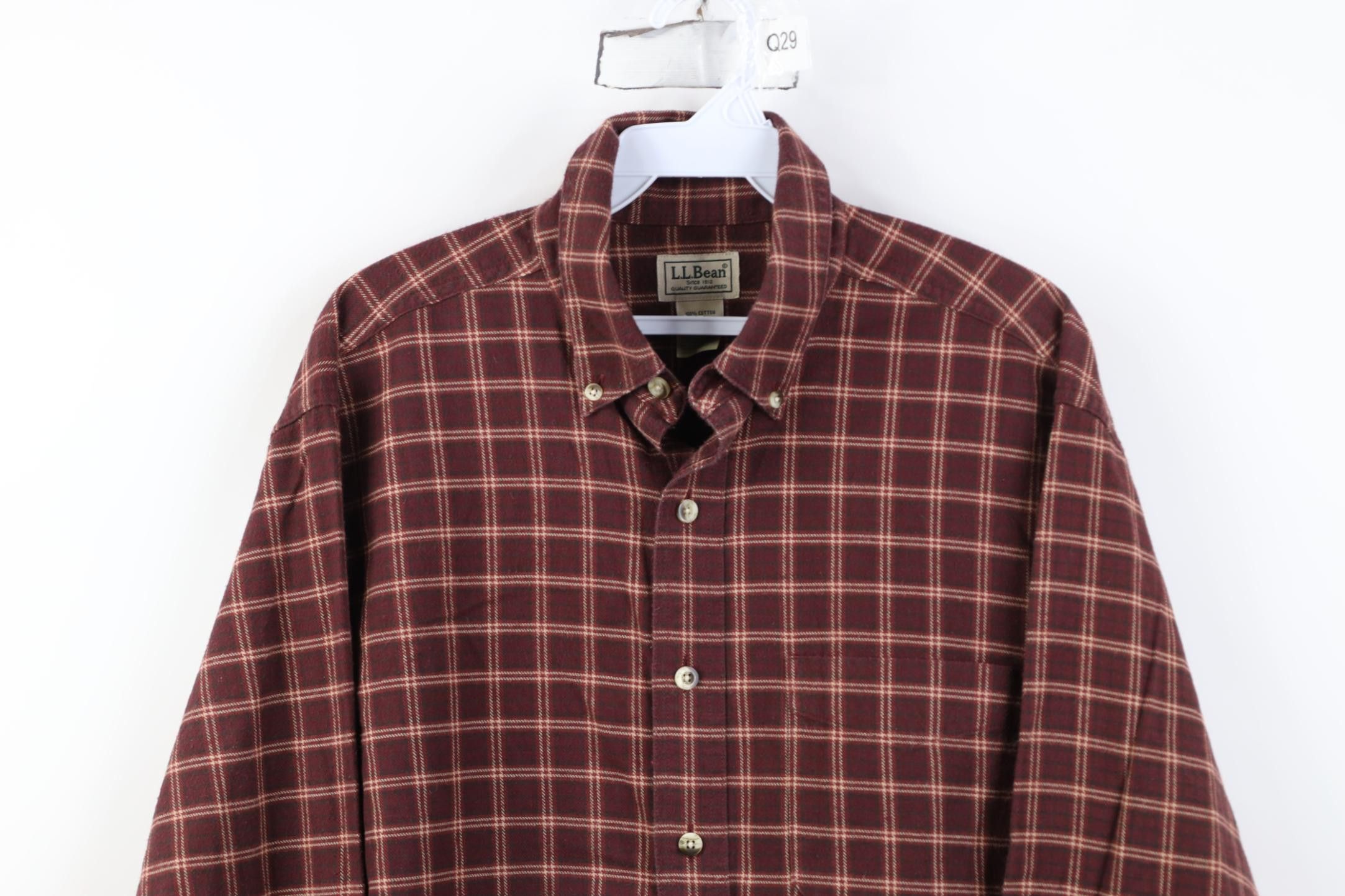L.L. Bean Vintage 90s LL Bean Button Down Shirt Red Plaid Cotton Size US M / EU 48-50 / 2 - 2 Thumbnail