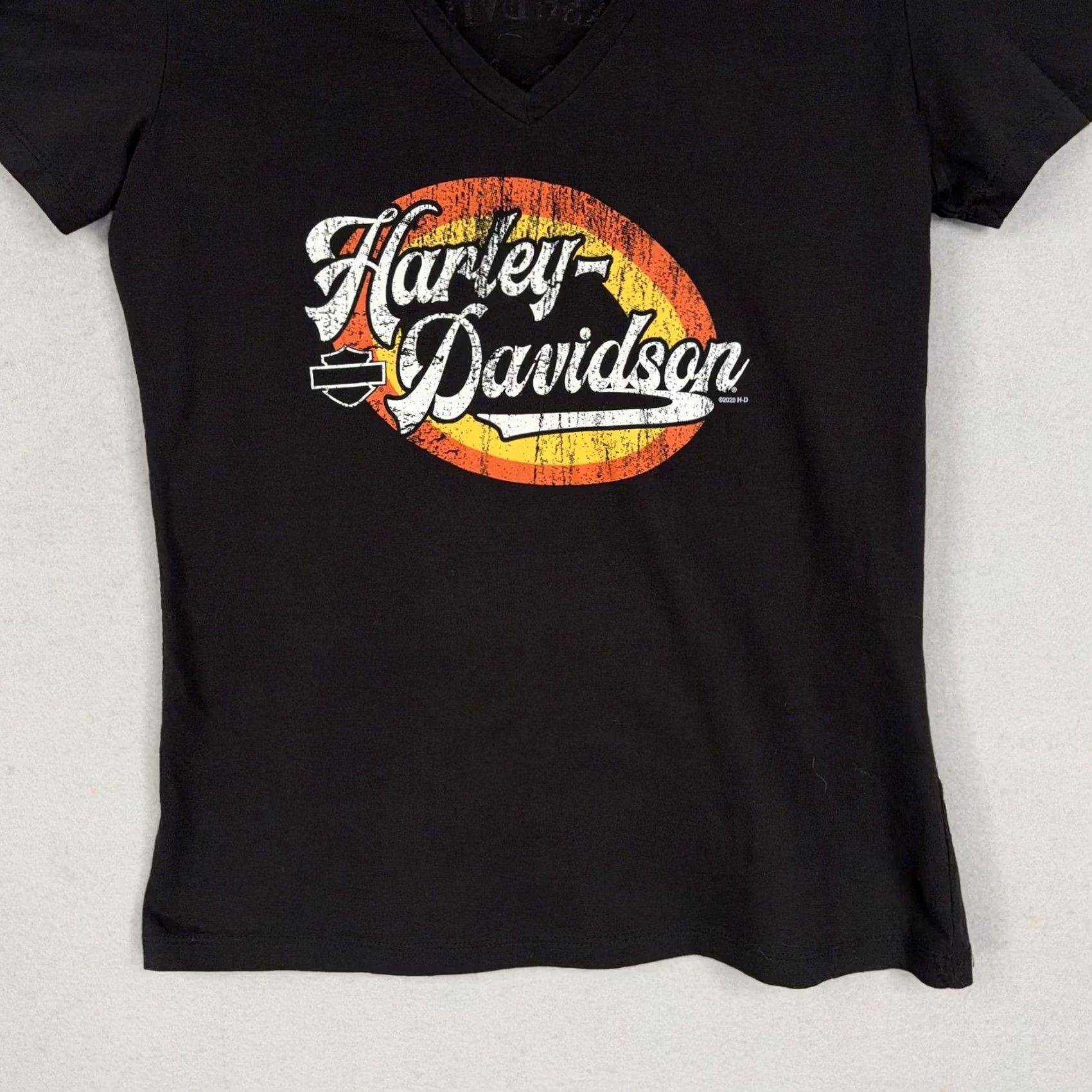 Harley Davidson Harley-Davidson Shirt Womens M Black V-Neck Graphic Tee Biker Jersey 100% Cotton Casual Short Sleeve US Made - Asheville NC Size M / US 6-8 / IT 42-44 - 3 Thumbnail